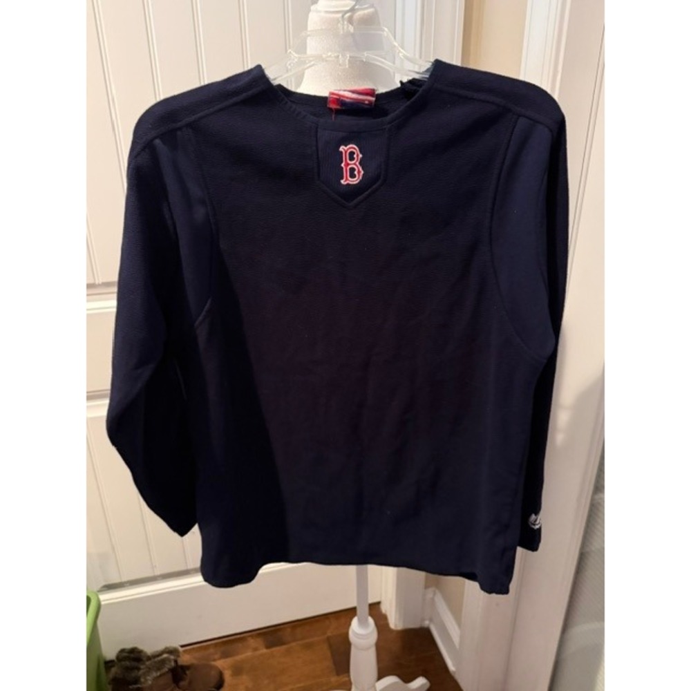 Majestic Boston Red Sox MLB Fleece Pullover Navy Blue Youth Size 14/16 L
